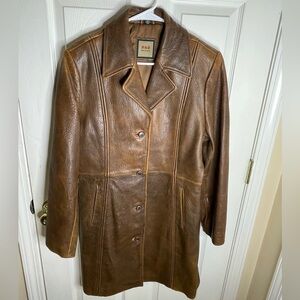 R&O Brand Vintage Women’s Brown Leather Trench Cost Size Large